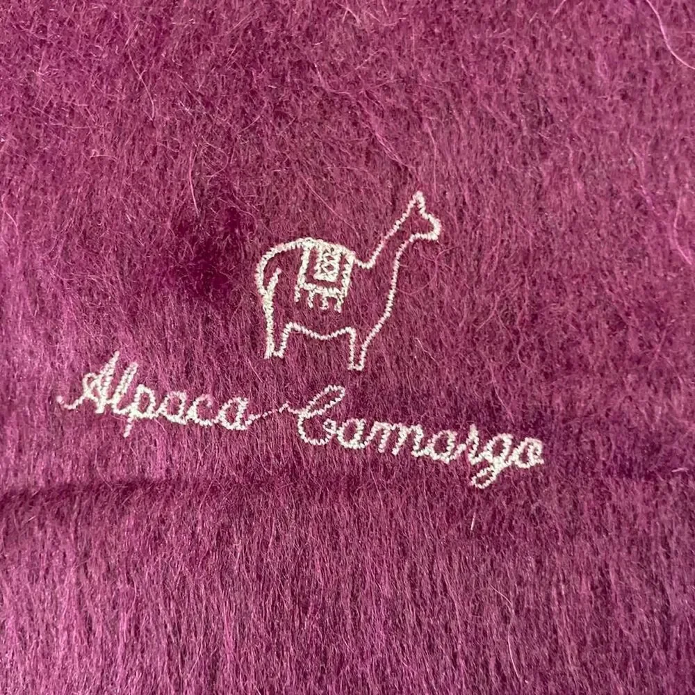 Alpaca Camargo Rectangular Fringe Scarf Purple